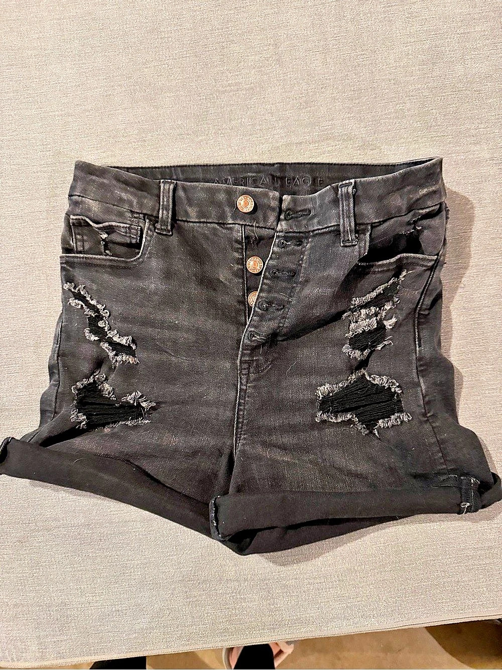 American Eagle Outfitters Curvy Super Hi-Rise Shortie Black Shorts Size 10